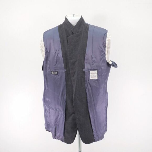 Vintage Hickey Freeman Wool Gray Check 2 Piece Suit 44R 38 / 32 High Rise Pleate - Picture 14 of 16